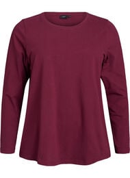 Basis jersey bluse med lange ermer, Tawny Port