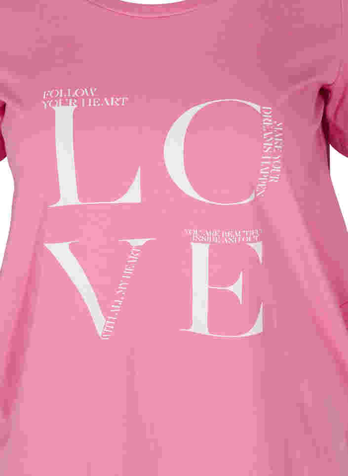 T-skjorte i bomull med trykk, Cyclamen LOVE, Packshot image number 2