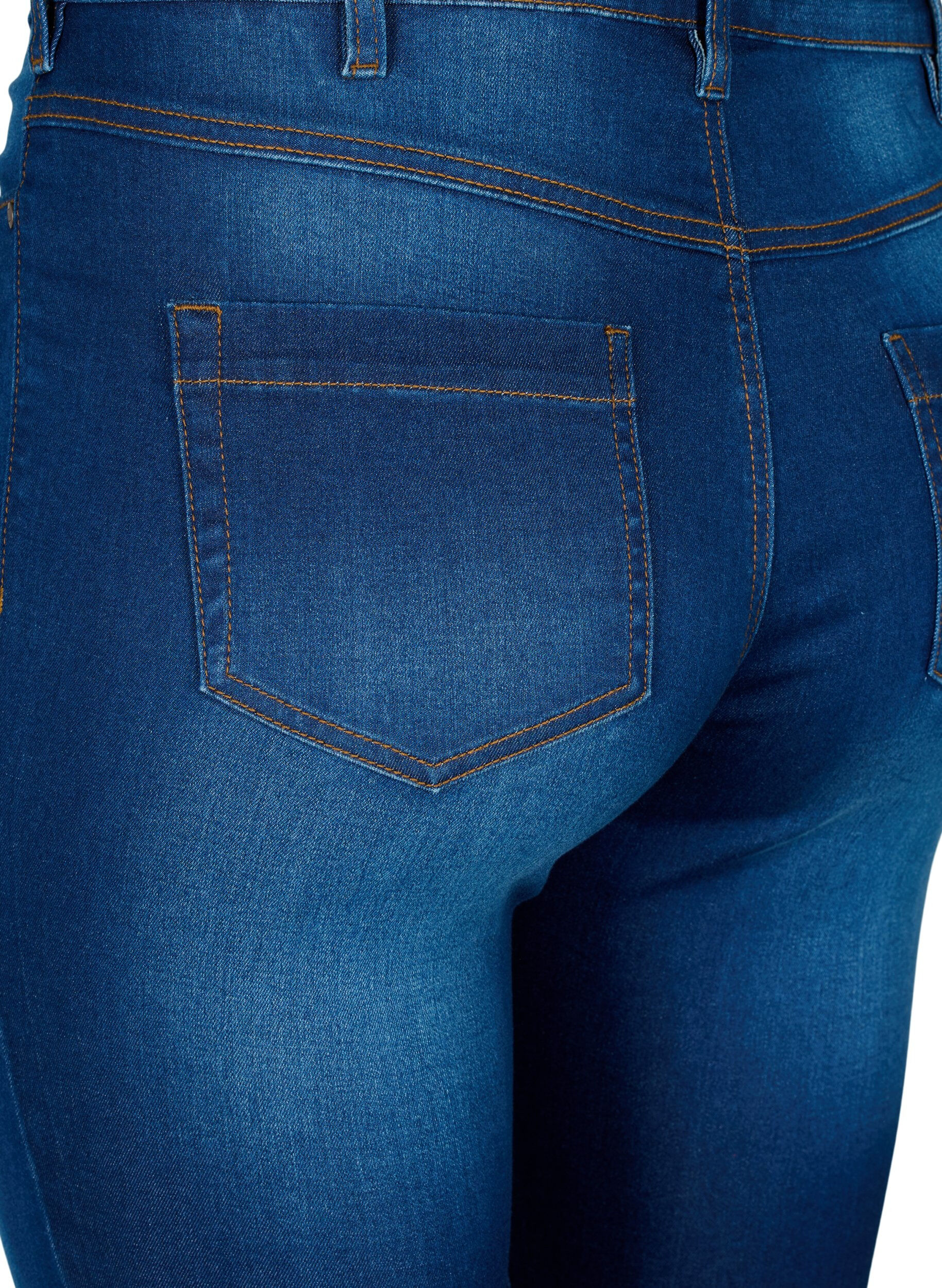 ZizziAmy capribukser med h&oslash;yt liv og super slim fit, Bl&aring;, Packshot image number 3