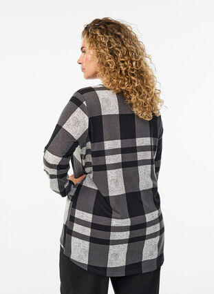 Zizzi Mønstret bluse med lange ermer, Grå, Model image number 2