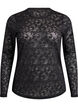 Bluse med blonder, rund hals og slim fit, Svart, Packshot image number 0