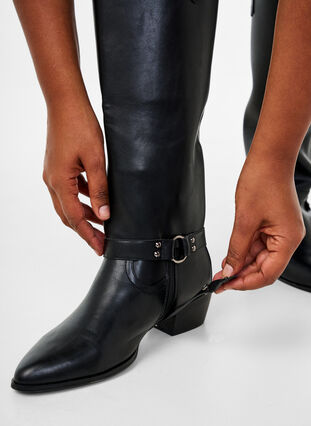 Zizzi Wide fit - Lang støvel med avtakbart skaft, Black, Model image number 2