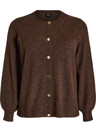 Cardigan i myk strikk med gullfargede knapper, Rain Drum Mel.