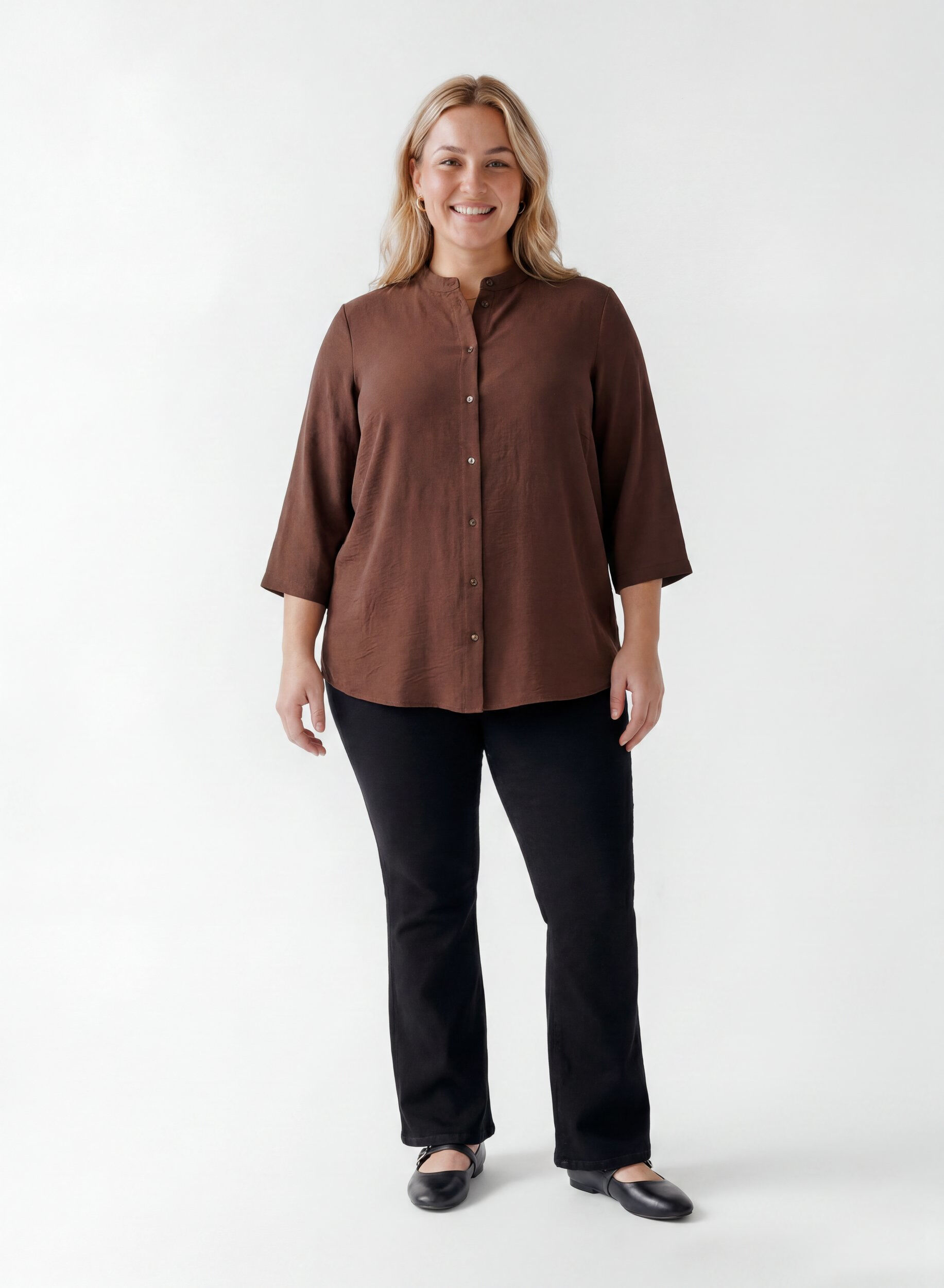 ZizziTunika med 3/4 ermer, Brun, Model image number 1