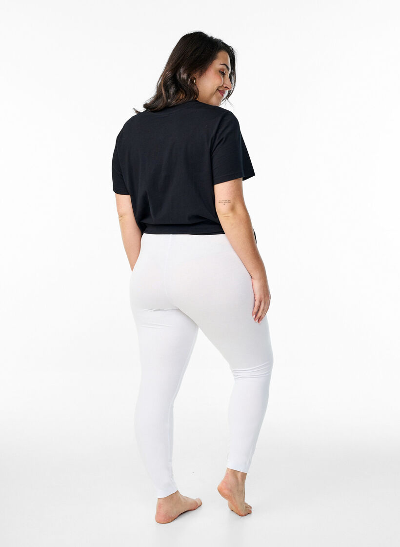 Basisleggings med ekstra lengde, Hvit, Model image number 2