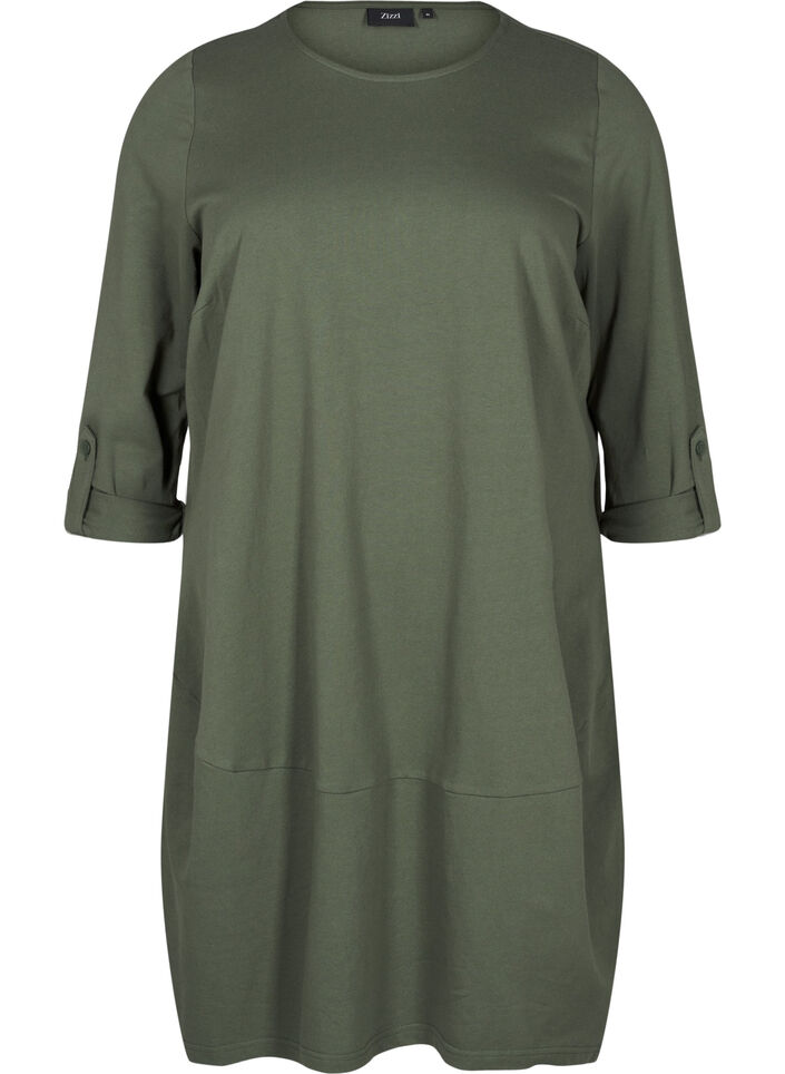 Ballongkjole med lommer, Grønn, Packshot image number 0