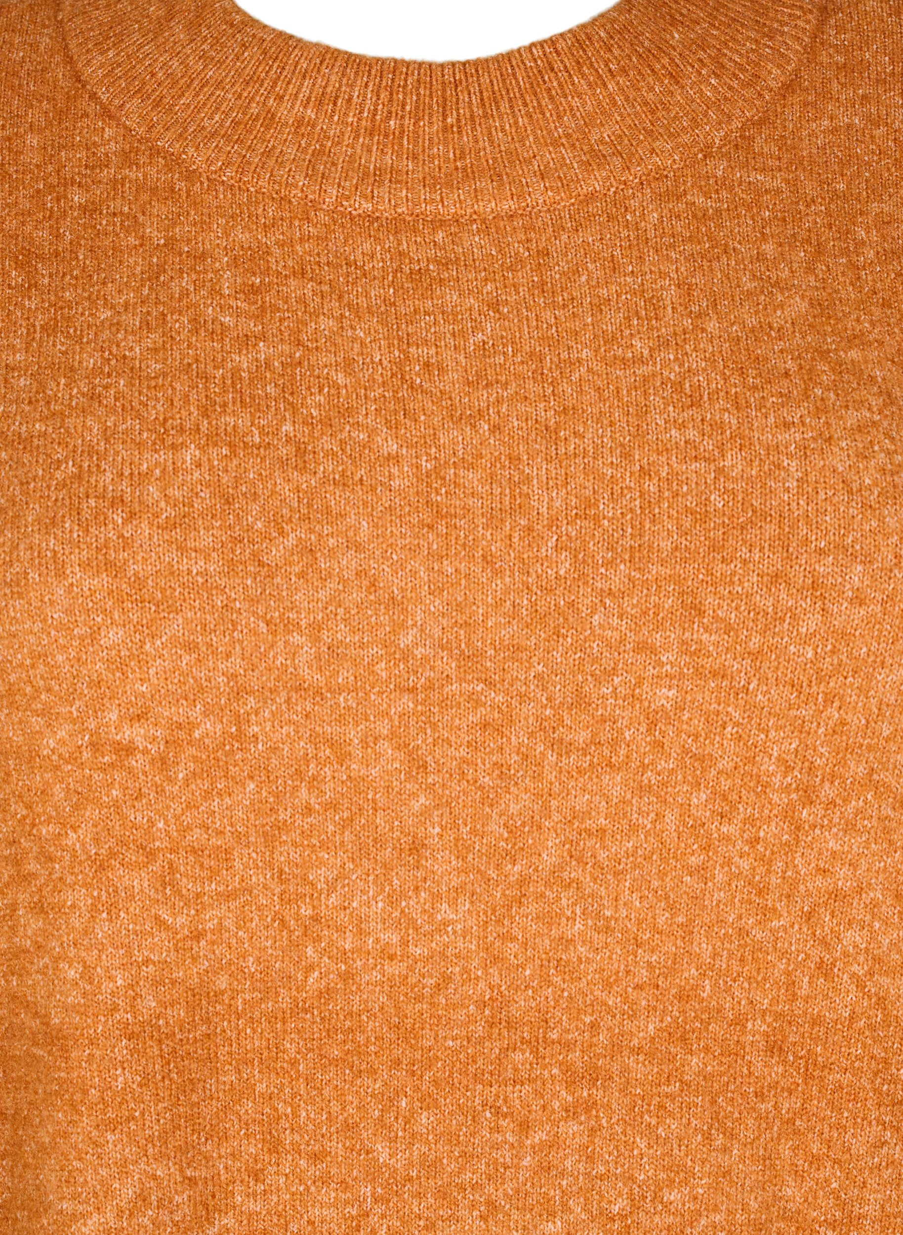 Zizzi Lang strikket bluse med lange ermer, Autumnal Mel., Packshot image number 2