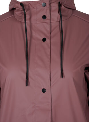 Zizzi Regnjakke med hette og knappelukking, Rose Taupe, Packshot image number 2