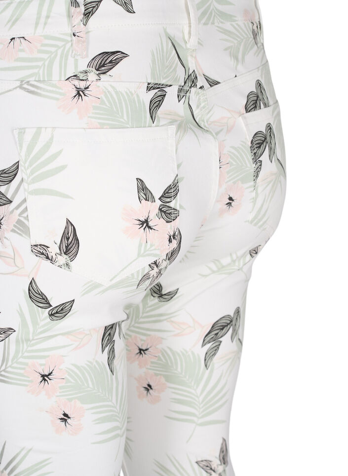 Amy jeans med høyt liv og blomstermønster, White Flower AOP L78, Packshot image number 3
