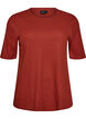 Ribbestrikket jerseybluse med korte ermer, R&oslash;d, Packshot image number 0