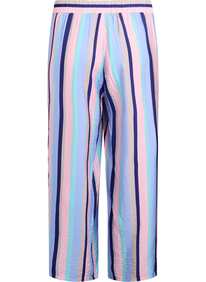 Bukse i viskose med striper og ledig passform, Pastel stripe, Packshot
