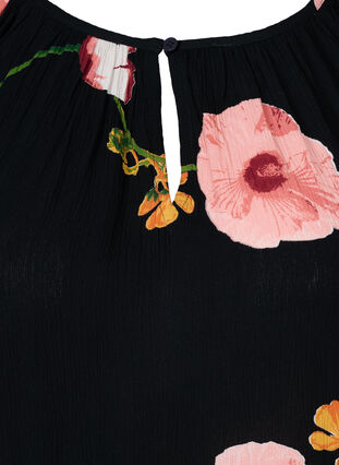Mønstrete viskosetunika med 3/4-ermer, Black Big Flower, Packshot image number 2