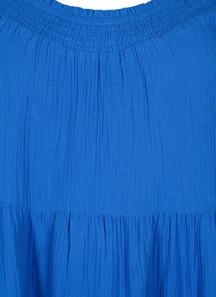 Ensfarget kjole med stropper i bomull, Victoria blue, Packshot image number 2