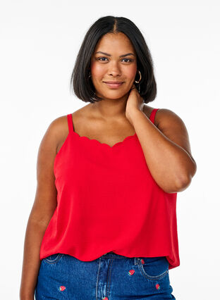 Zizzi Topp med bølgete fold, Rød, Model image number 0