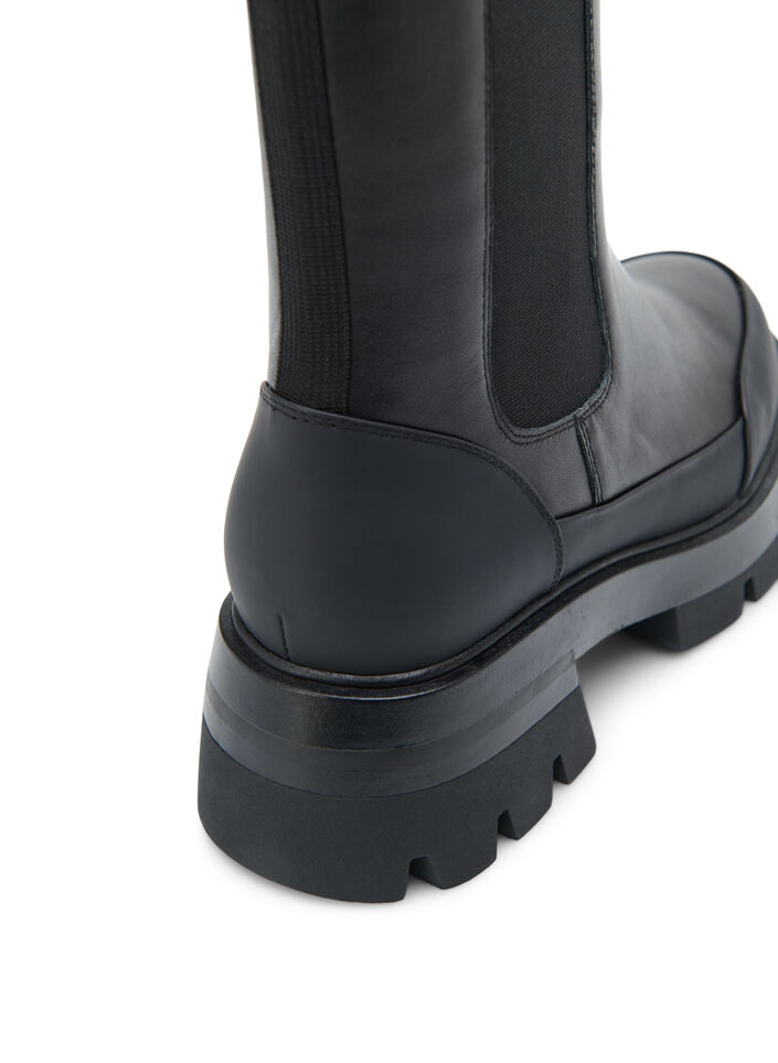 Skinnboot med chunky såle og bred passform, Black, Packshot