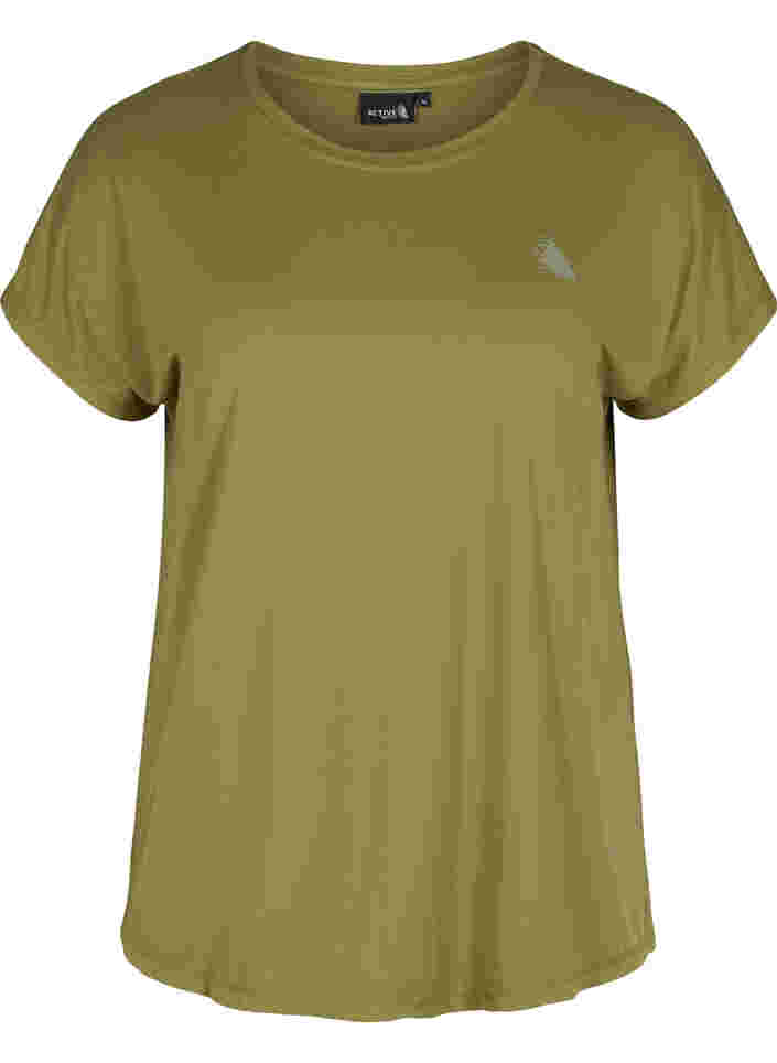 Ensfarget T-skjorte til trening, Olive Drab, Packshot image number 0