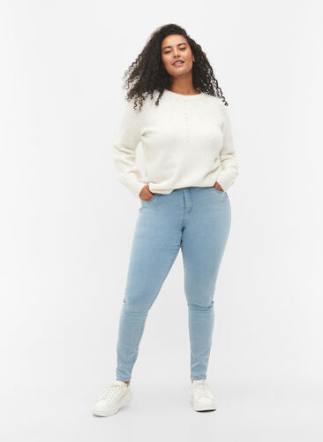Super slim Amy jeans med høyt liv, Ex Lgt Blue, Model image number 0