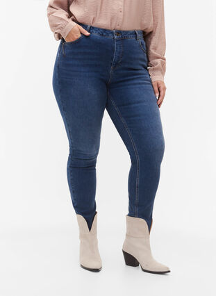 Super slanke Amy jeans med høy midje, Blue denim, Model image number 2