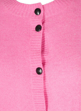 Kort strikket cardigan med kontrastfargede knapper, Wild Orchid Mel., Packshot image number 2