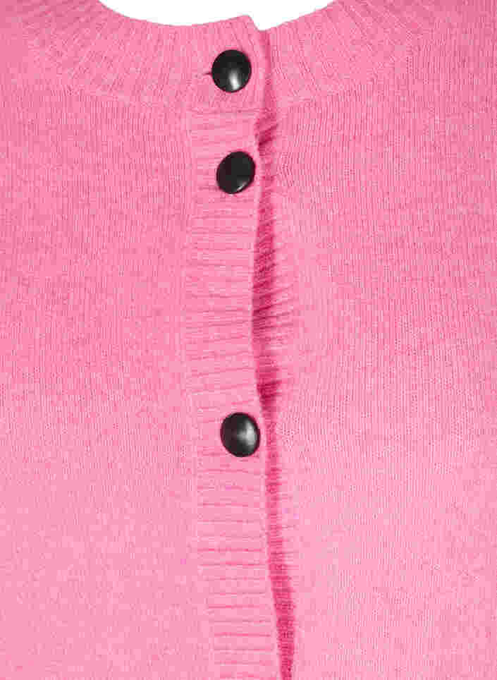 Kort strikket cardigan med kontrastfargede knapper, Wild Orchid Mel., Packshot image number 2