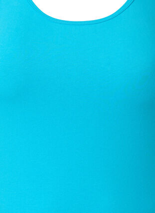 Ensfarget basic topp i bomull, Blue Atoll, Packshot image number 2