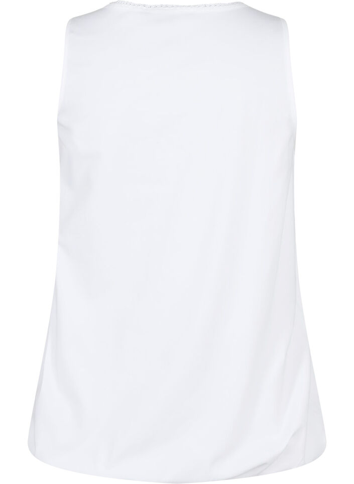 Bomullstopp med rund hals og blondekant, Bright White, Packshot image number 1