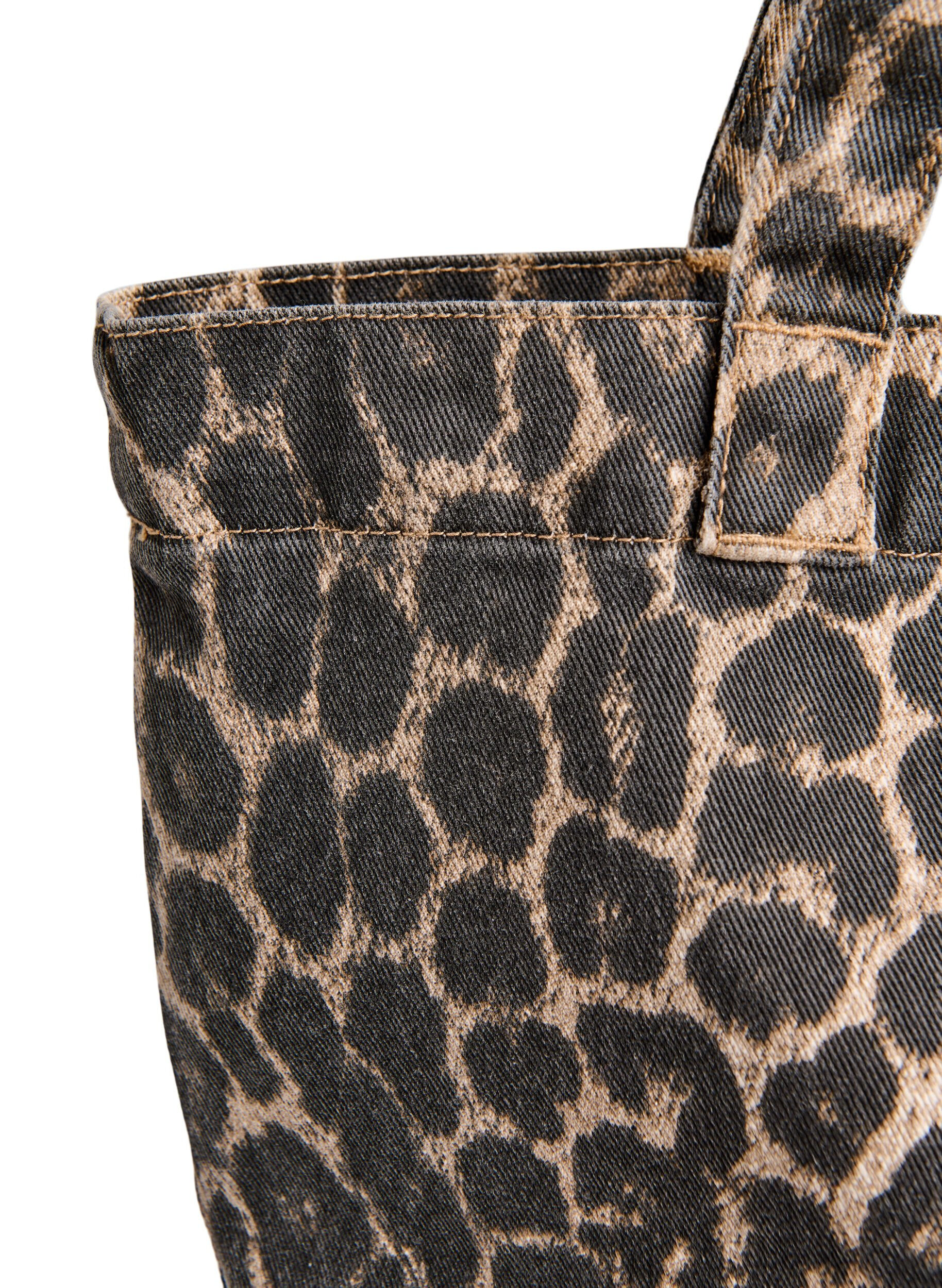 ZizziDenim shopper veske med leopardm&oslash;nster, Brun, Packshot image number 2
