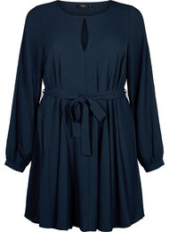 Langermet kjole med belte, Navy Blazer