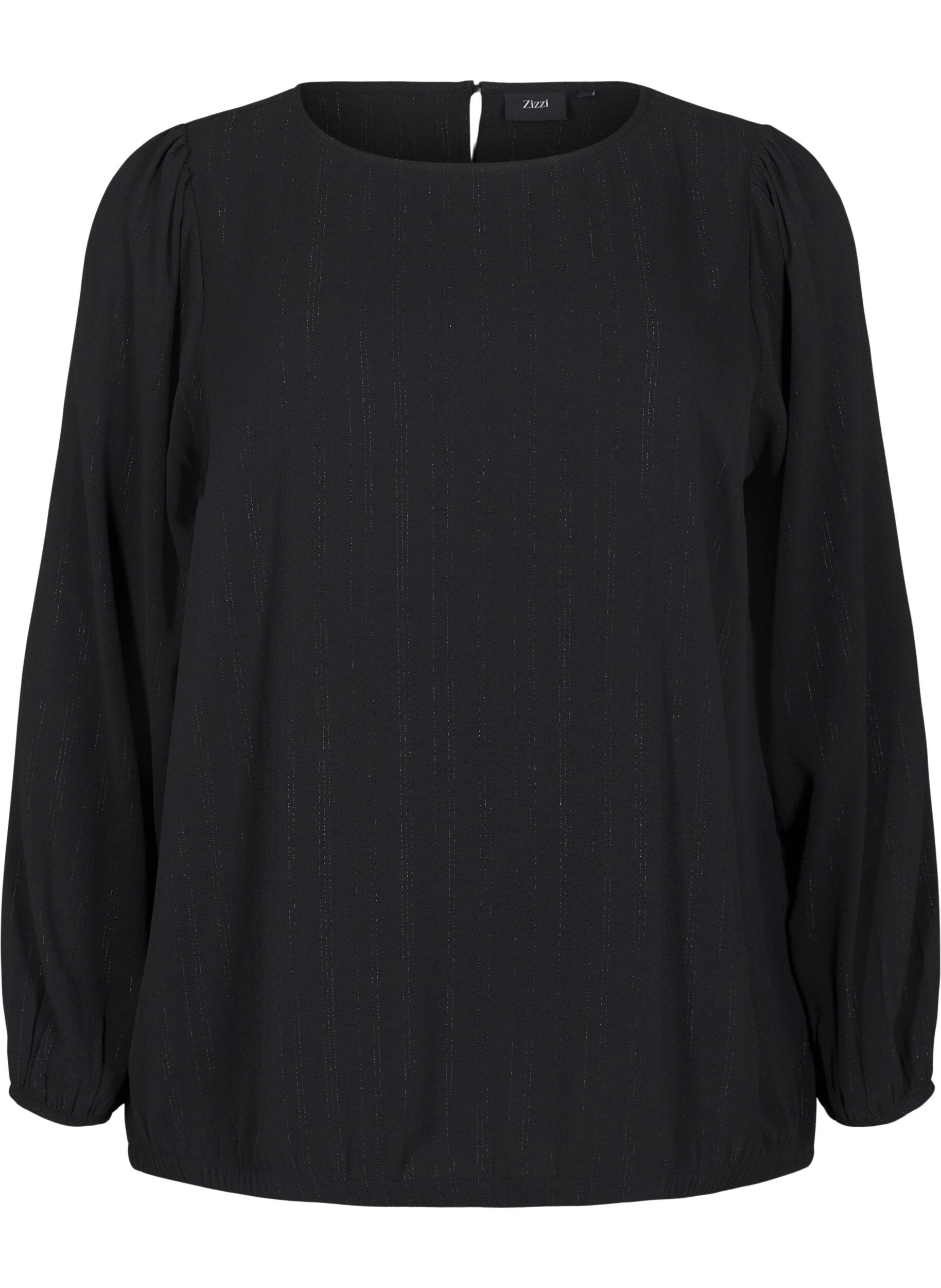ZizziBluse med s&oslash;lvglitter, Svart, Packshot image number 0
