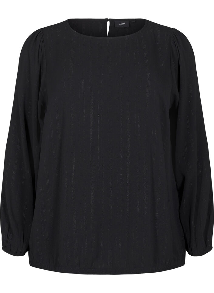 Bluse med s&oslash;lvglitter, Svart, Packshot image number 0