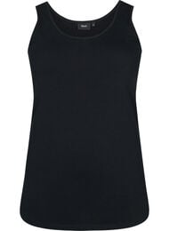 Ensfarget basic topp i bomull, Black