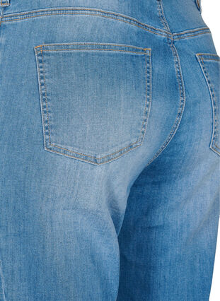 Cropped jeans med kontrast, Blue denim, Packshot image number 3