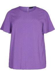 Strukturert viskosebluse med flaggermusermer, Royal Lilac