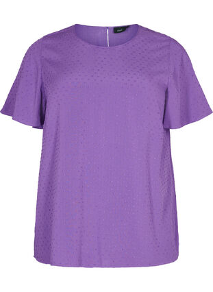 Strukturert viskosebluse med flaggermusermer, Royal Lilac, Packshot image number 0