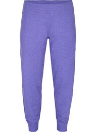 Melerte strikkebukser med ribb, Purple Opulence Mel.