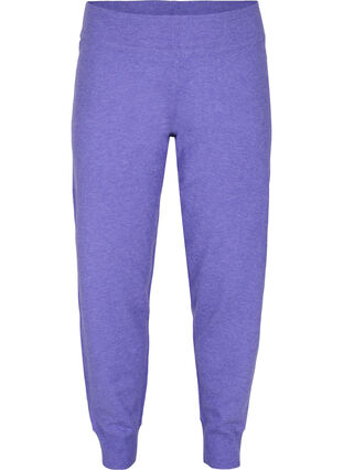 Melerte strikkebukser med ribb, Purple Opulence Mel., Packshot image number 0