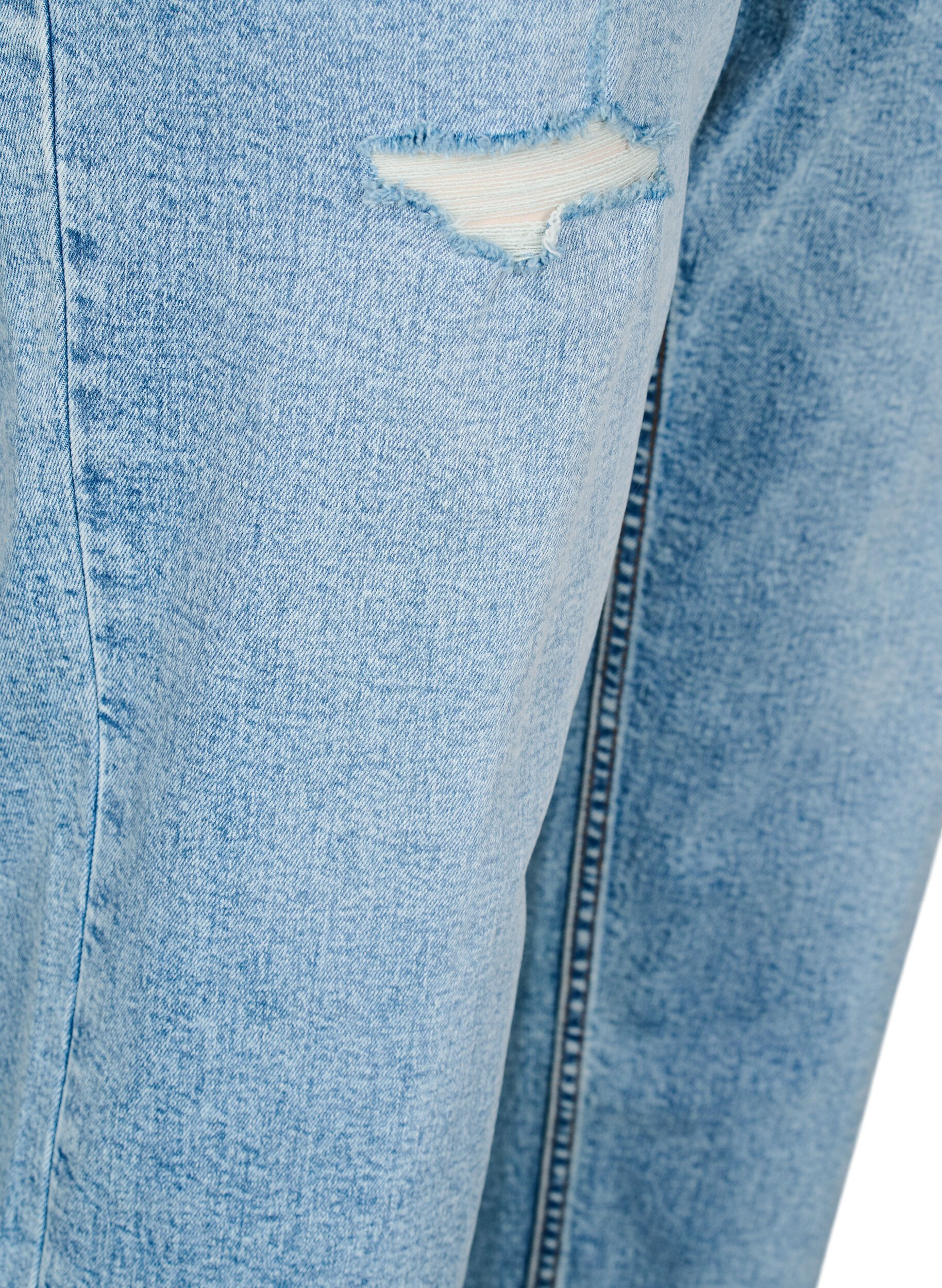 ZizziCropped Vera jeans med distressed detaljer, Bl&aring;, Packshot image number 3