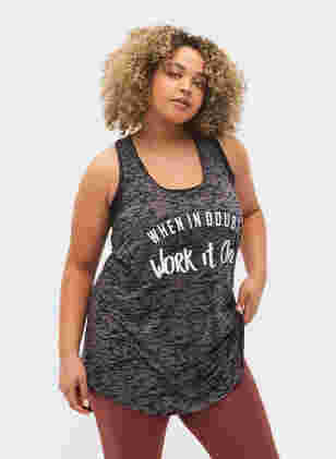 Treningstopp med kryss på ryggen, Black w. WORK IT OUT, Model