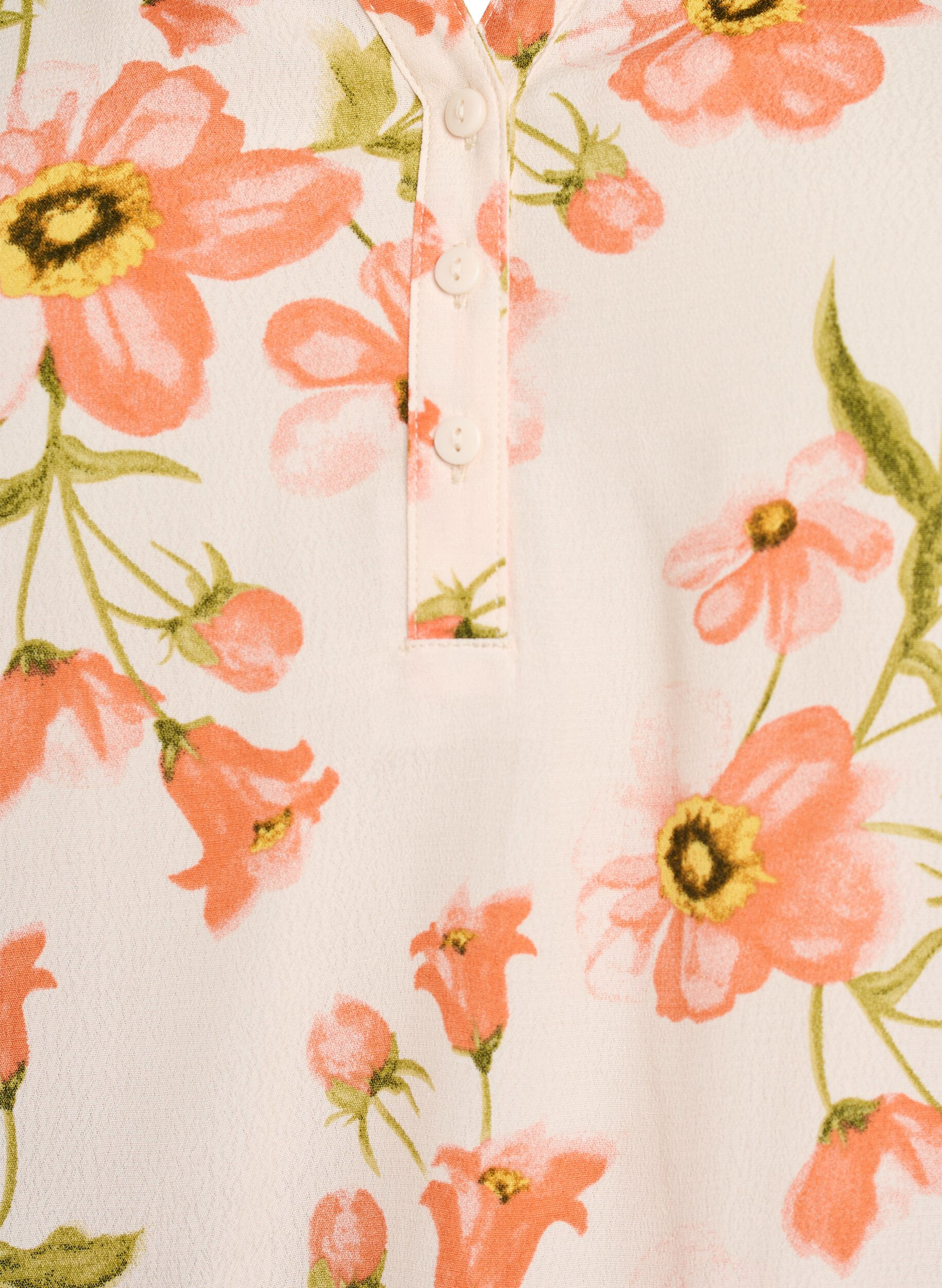 Zizzi Viskosebluse med blomsterprint og korte ermer, 9991, Packshot image number 2