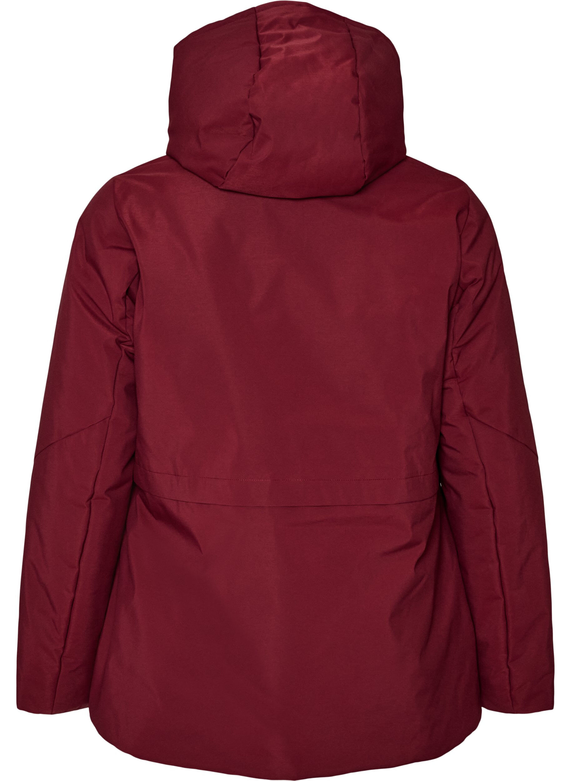 ZizziVinterjakke med hette og justerbar midje, R&oslash;d, Packshot image number 1