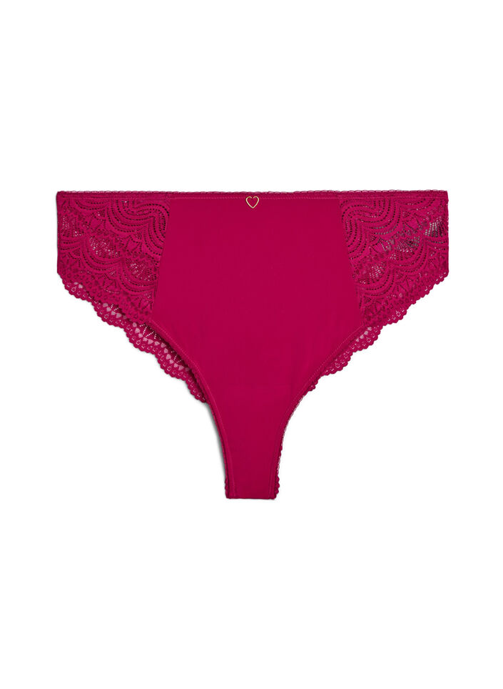 Mikrofiber brasilianske truser med blonder, Boysenberry, Packshot