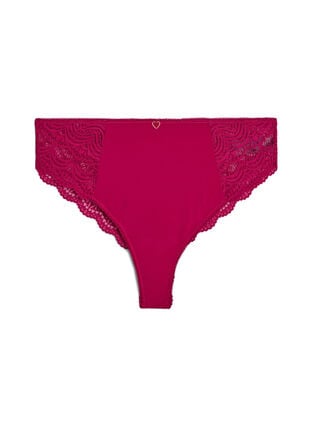 Zizzi Mikrofiber brasilianske truser med blonder, Boysenberry, Packshot image number 0