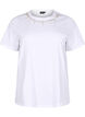 T-skjorte med rund hals og rhinestones, Bright White, Packshot image number 0
