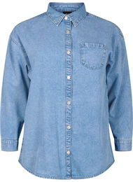 Løs jeansskjorte med brystlomme, Light blue denim