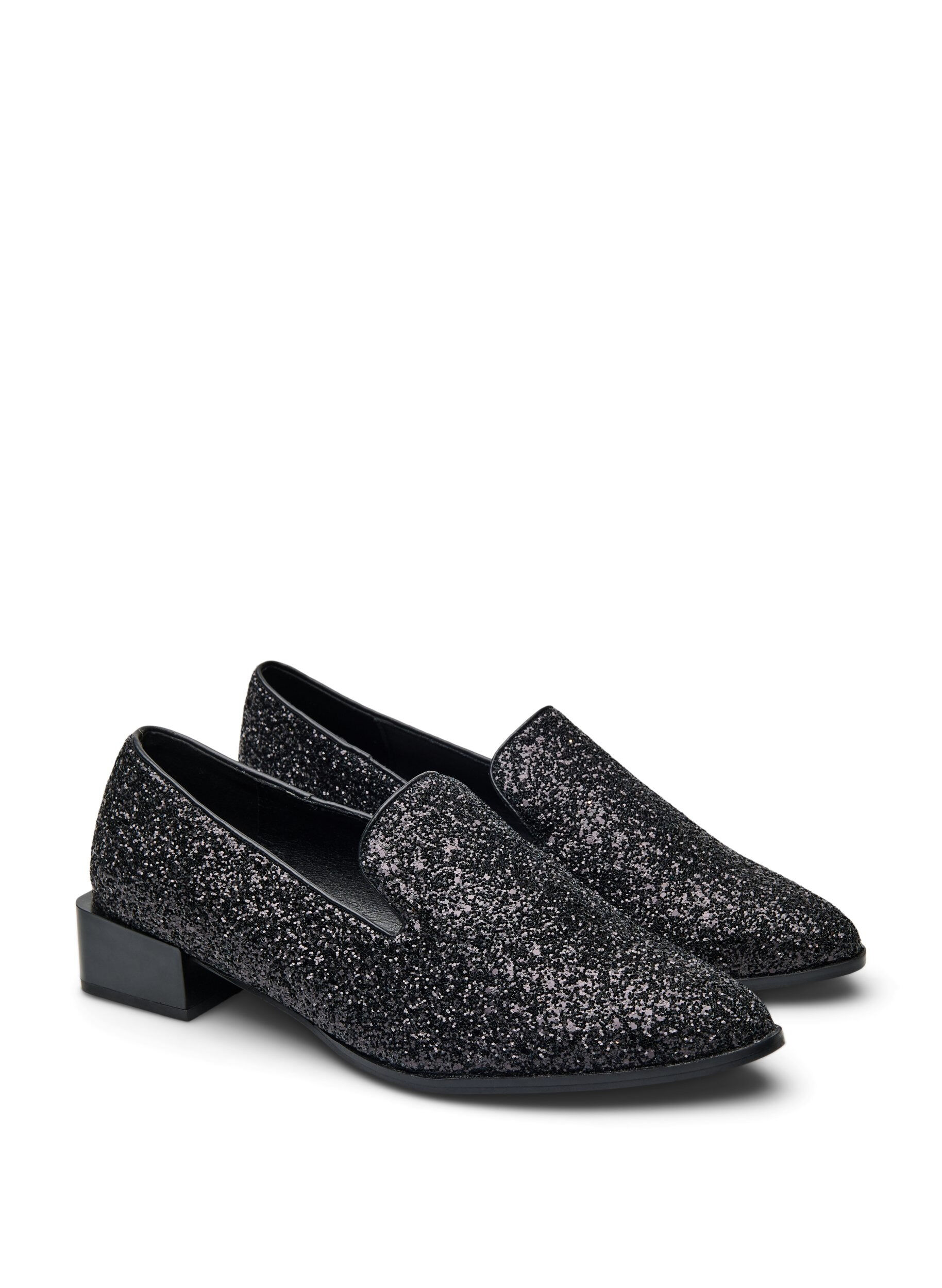 Zizzi Wide fit - Loafers med glitter, Svart, Packshot image number 1