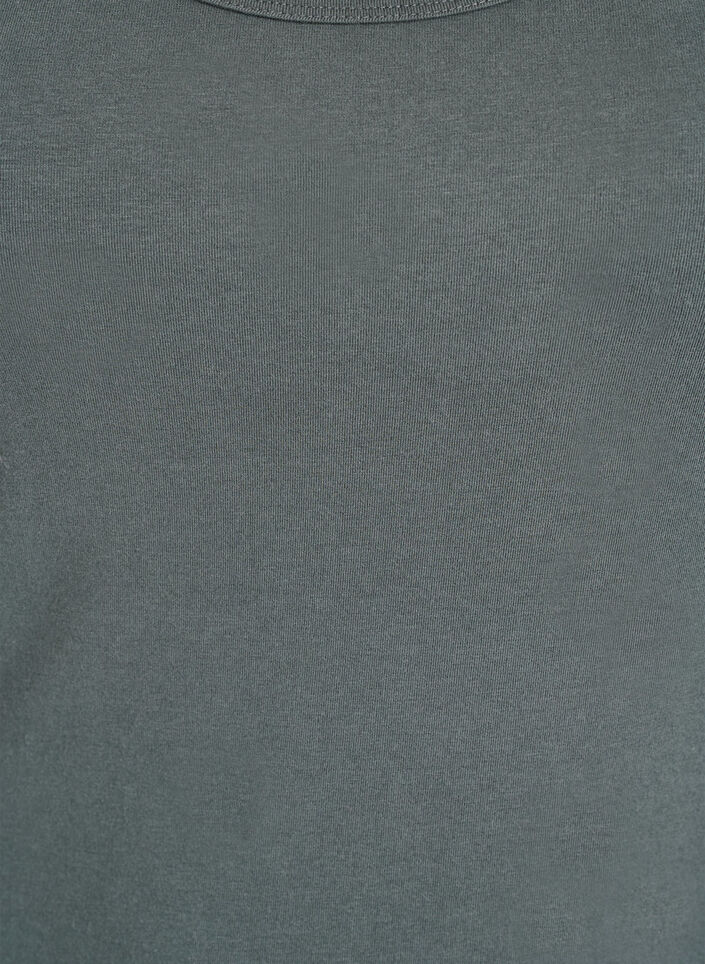 Ensfarget basic topp i bomull, Gr&oslash;nn, Packshot image number 2