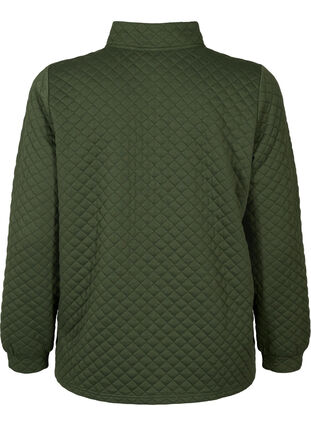 Quiltet genser med glidelås, Thyme, Packshot image number 1