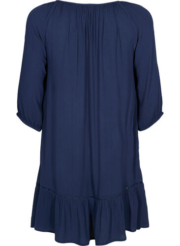 Viskosekjole med 3/4-ermer, Navy Blazer, Packshot image number 1