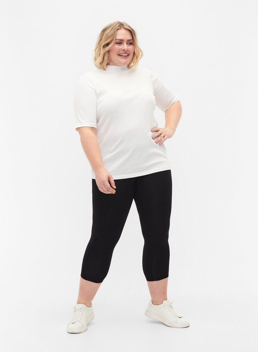 Basisleggings i viskose med 3/4-lengde, Svart, Model image number 1