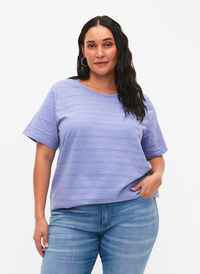 Kortærmet bluse i bomull, Lavender Violet, Model